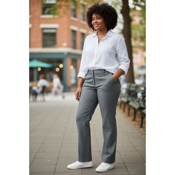 Express Design Studio Editor Mid-Rise Dress Pants Gray Size 2R - Picture 2 of 12